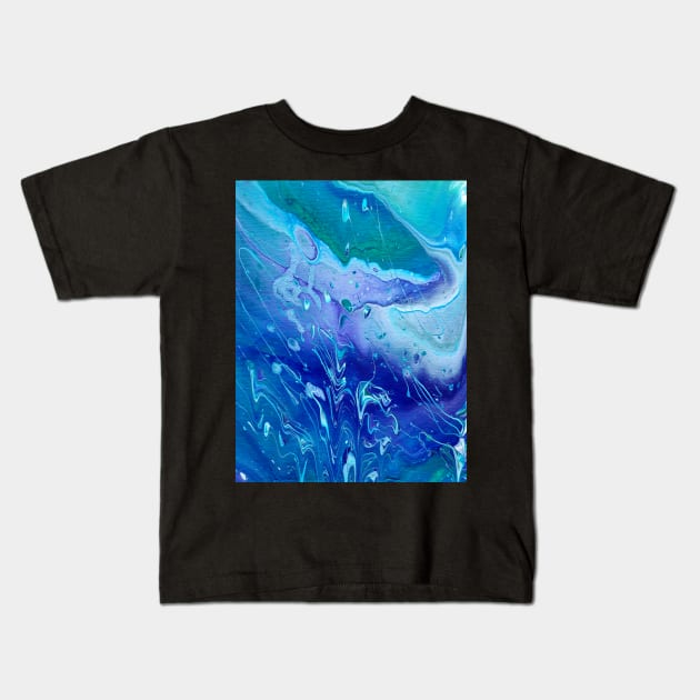 Rain - Cool Color Acrylic Pour Kids T-Shirt by dnacademic